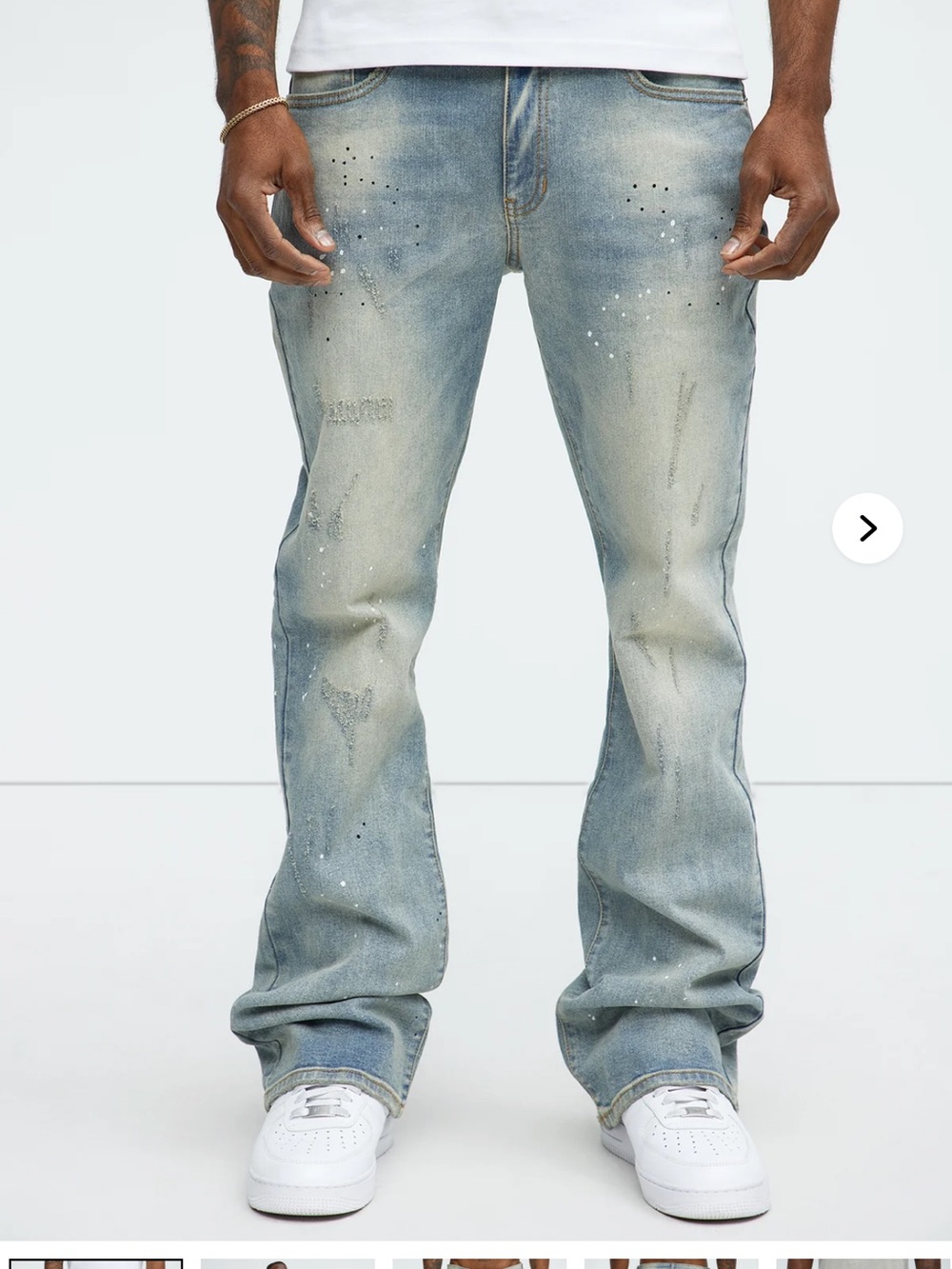 Men's Light Wash Distressed Jeans - Blue